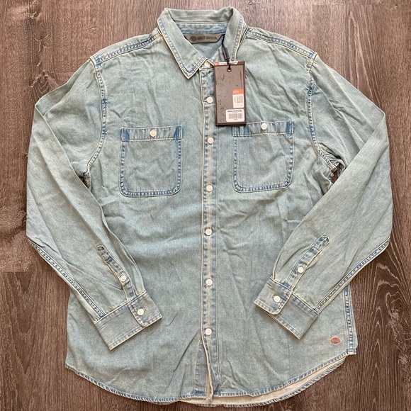 Harley-Davidson Other - L Harley Davidson Garage Lightweight Denim Long Sleeve Button Up Shirt